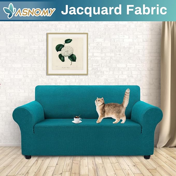 Asnomy Sofa Covers for 2 Cushion Couch Stretch loveseat Covers Slipcovers - Image 2