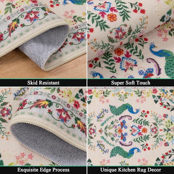 HEBE Washable Kitchen Rugs Sets of 3, Non Slip Absorbent Kitchen Rugs and Mats - Image 3