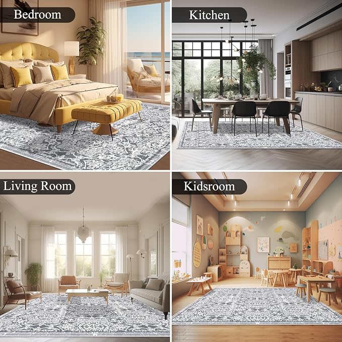 Vaukki Living Room Rug, Vintage Shaggy Soft Laundry Rug, Non Slip Kitchen Area - Image 3