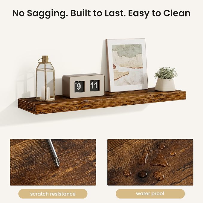Fun Memories Floating Shelves for Wall, Rustic Wood Wall Mounted Shelves for - Image 4