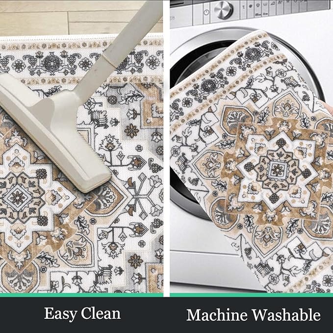HEBE Farmhouse Kitchen Rugs Sets of 3 Non Slip Washable Boho Kitchen Rugs and - Image 4