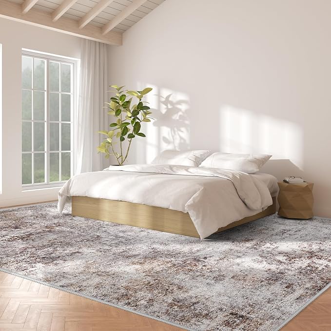 Abstract 10x14 Washable Rug: Modern Non Slip Area Rug Soft Carpet Foldable - Image 2