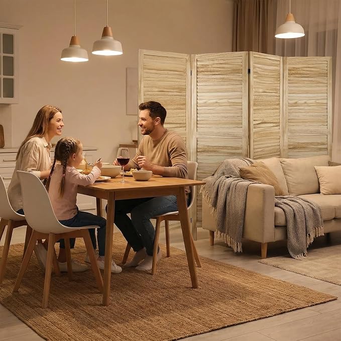Bluecat 4 Panel Room Divider, Freestanding Solid Wood Partition Wall - Image 9