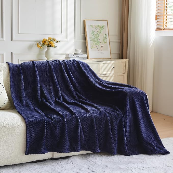 NEWCOSPLAY Super Soft Throw Blanket Dark Navy Premium Silky Flannel Fleece - Image 7