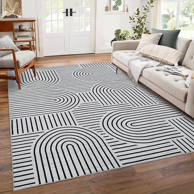 Washable Rug 9x12 Area Rugs for Living Room, Abstract Rug for Bedroom, Soft by ROYHOME