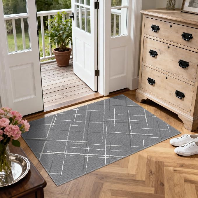 3x5 Area Rug Washable Entryway Rug Non Slip Modern Tear and Stain Resistance No - Image 3