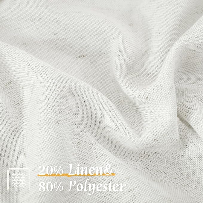 LAMIT Light Filtering 63 inch Length Linen Curtains, Soft Linen Textured Rod - Image 2