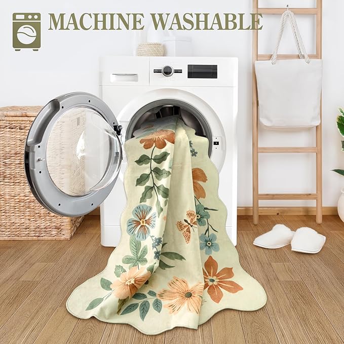 Lahome Floral Small Rug, 2X3 Kitchen Rugs Non Slip Washable Rug Ultra-Thin - Image 5