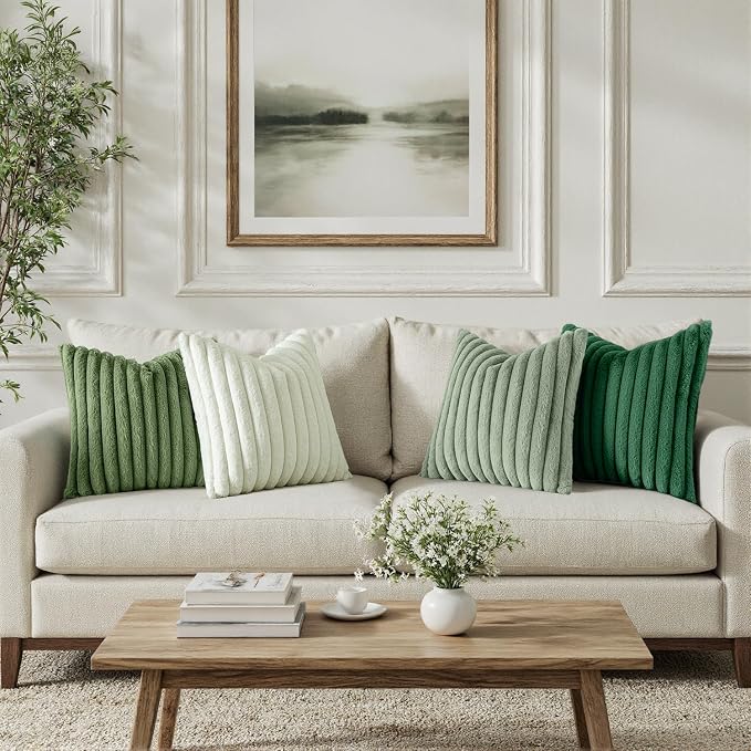 MIULEE Faux Fur Plush Decorative Throw Pillow Covers 18x18 Set of 4, Spring - Image 2