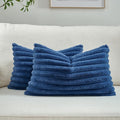FUTEI Navy Blue Decorative Throw Pillow Covers Set of 2, 12x20 Inch Soft Fluffy by FUTEI