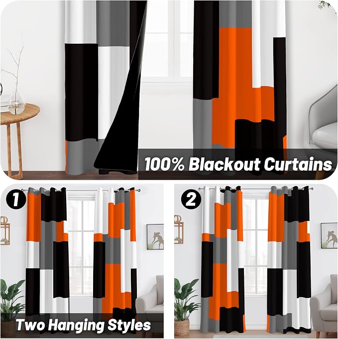 Tyrot Orange 100% Blackout Curtains - Image 2