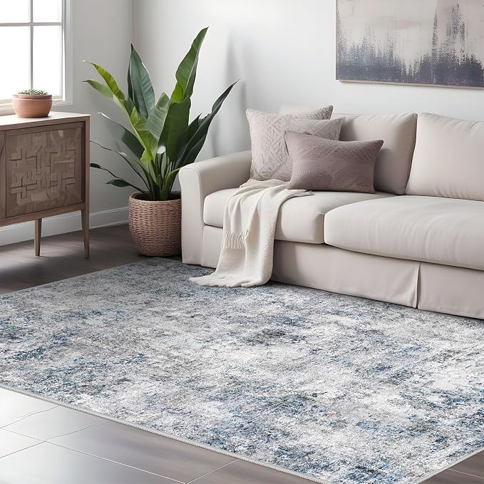 Abstract 3x5 Washable Rug-Modern Non Slip Area Rug Soft Carpet Foldable - Image 2