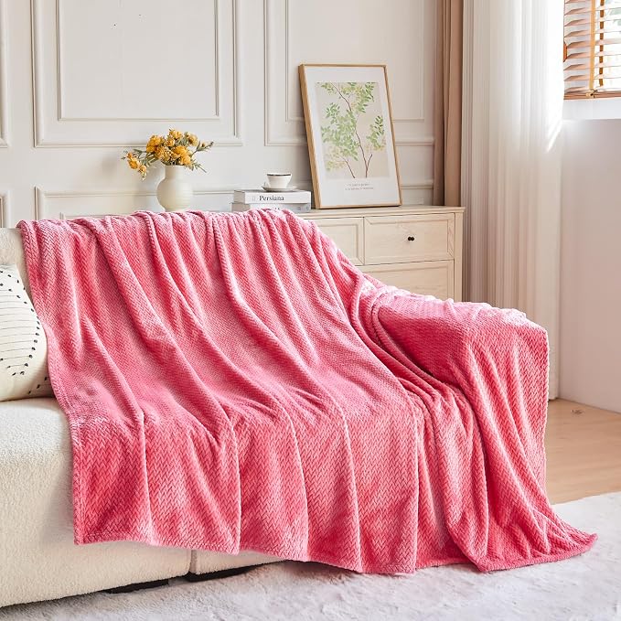 NEWCOSPLAY Super Soft Twin Blanket Coral Pink Premium Silky Flannel Fleece - Image 7