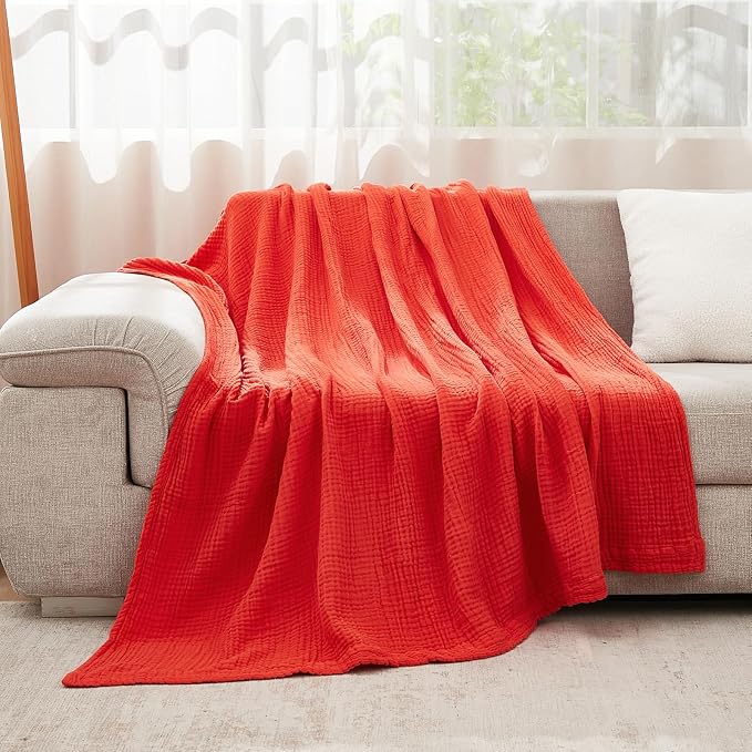 EMME Cotton Muslin King Blanket Bed Layering Breathable Gauze Blanket Soft - Image 5