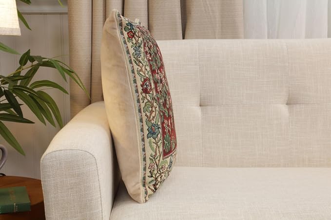 C Charlotte Home Furnishings Inc Tree of Life Red Belgian Cushion Cover - 16 - Image 3