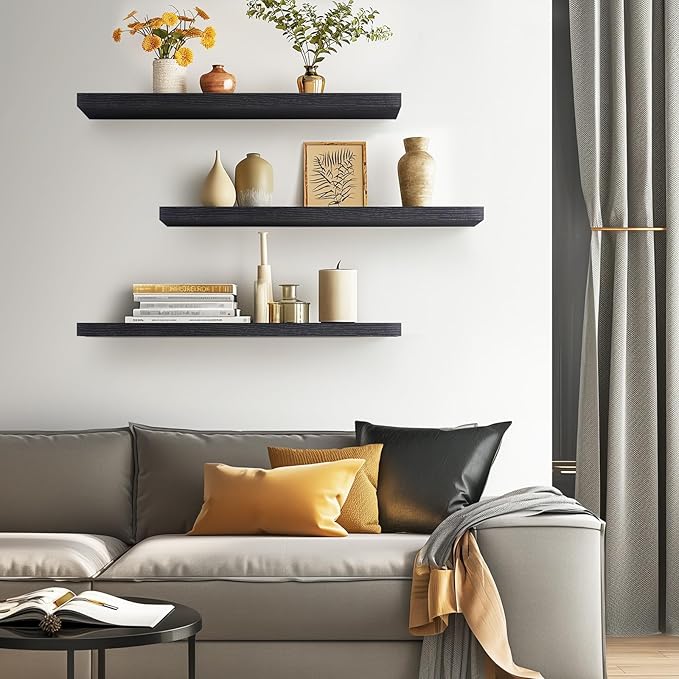 BAYKA Floating Shelves for Wall, 36 inches Long Wall Mounted Rustic Wood - Image 4