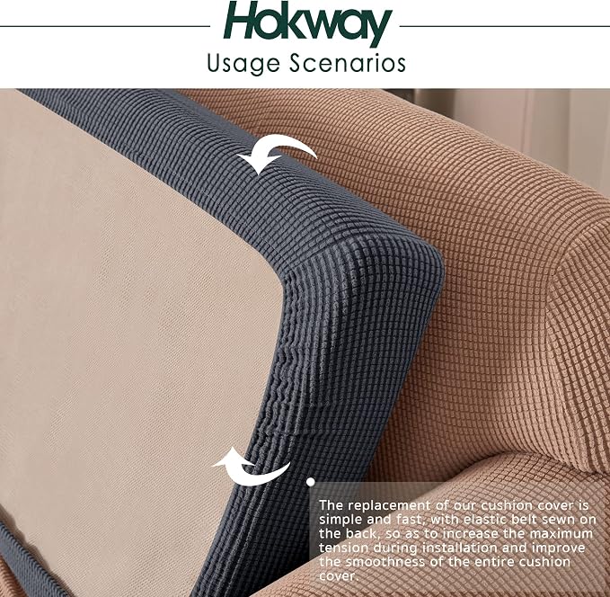 Hokway Stretch Couch Cushion Slipcovers Reversible Cushion Replacement - Image 5