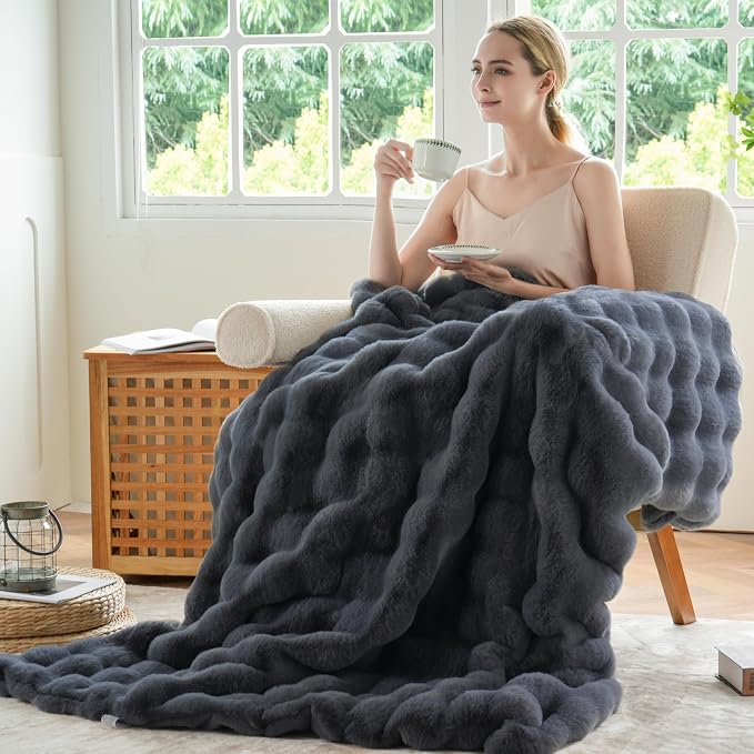 BENVWE Faux Fur Throw Blanket for Couch – Cozy Fuzzy Soft Plush Fluffy Thick - Image 4