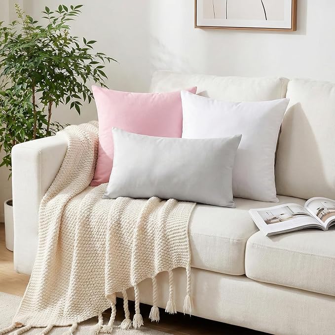 Thmyo 4-Pack 100% Cotton Lumbar Comfortable Solid Decorative Throw Pillow Case - Image 3