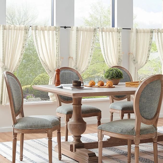 jinchan Small Window Curtains 45 Inch Length Linen Cafe Curtains - Image 8