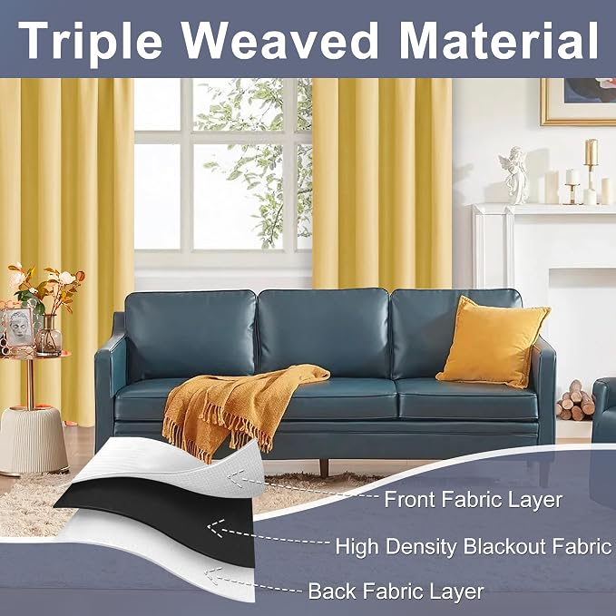JIUZHEN Blackout Curtains for Bedroom– Thermal Insulated, Noise Reducing Room - Image 5