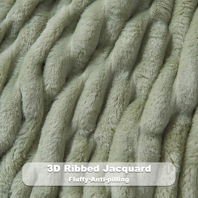 NEWCOSPLAY Super Soft Twin Blanket Sage Green Premium Silky Flannel Fleece 3D - Image 5