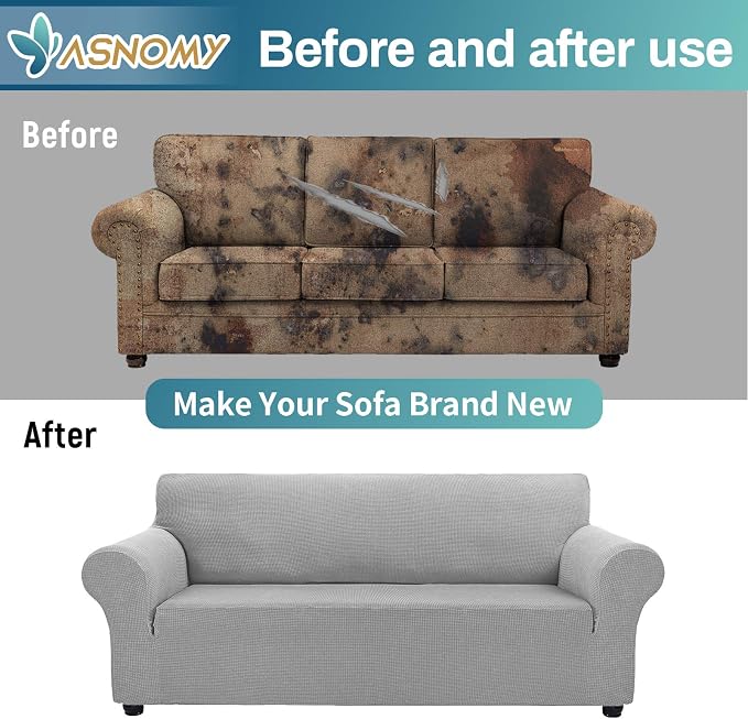 Asnomy Couch Covers for 3 Cushion Couch Stretch Sofa Covers Slipcovers - Image 6