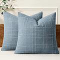 MIULEE Decorative Linen Check Euro Shams Throw Pillow Covers Neutral Farmhouse by MIULEE