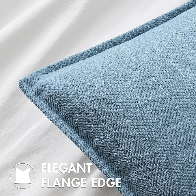 MIULEE Pack of 2 Light Blue Decorative Pillow Covers 20x20 Inch Soft Chenille - Image 2