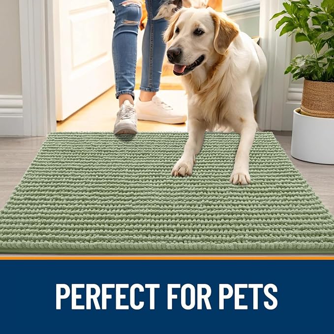 OLANLY Dog Door Mat for Muddy Paws 44x24, Ultra Absorbent Chenille Mud Doormat - Image 6