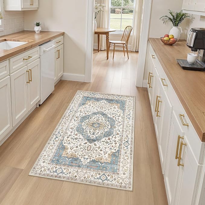 3x5 Washable Entryway Rug: Non-Slip Soft Vintage Floral Indoor Area Rug - Image 3