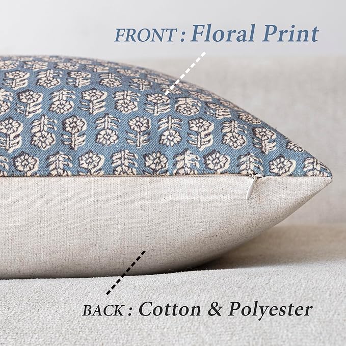 Foindtower Set of 2 Decorative Vintage Floral Print Throw Pillow Covers Neutral - Image 2