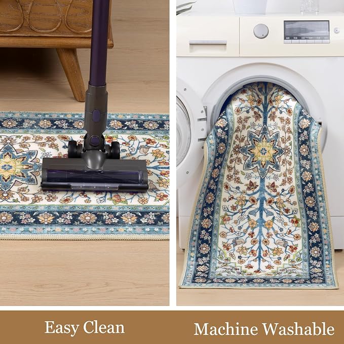 HEBE Boho Kitchen Rugs Sets of 3 Non Slip Washable Farmhouse Kitchen Rugs and - Image 6