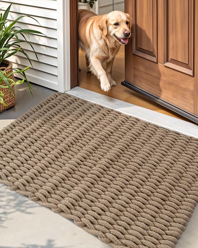 DEXI Jute Door Mat for Front Entryway, 31x47 Braided Woven Doormat Outside - Image 4