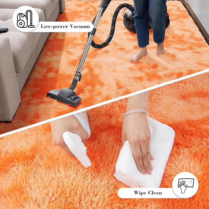 Mottling Orange Fluffy Rug Shaggy Area Rug, 4x6 Area Rugs - Image 7