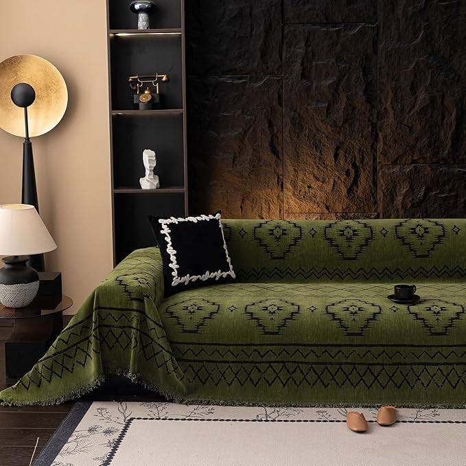VClife Bohemian Green Couch Cover by VCLIFE