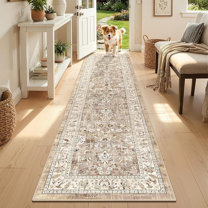LOKHOM Washable Runner Rug, 2x8 Non-Slip Vintage Hallway Runner Rug by LOKHOM