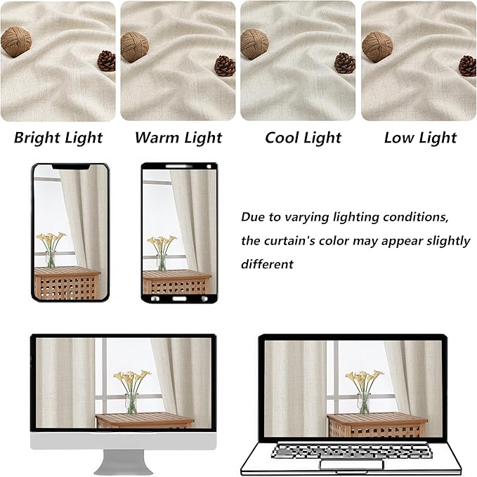 Chyhomenyc Natural Valance for Windows, Light Filtering Faux Linen Slub - Image 3
