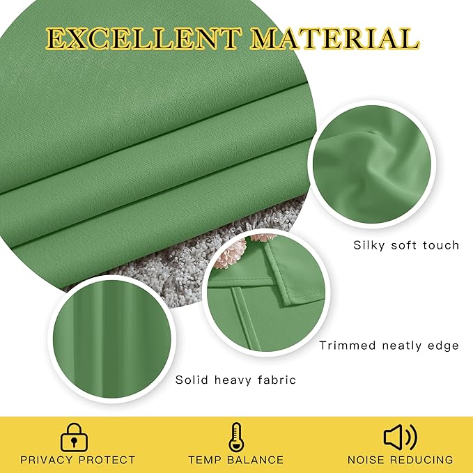 NICETOWN Forest Green Blackout Bedroom Curtains 96 inches Long, Grommet Thermal - Image 4