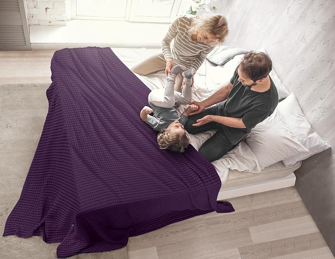 Utopia Bedding Plum 100% Cotton Waffle Blanket 300 GSM Soft Lightweight - Image 4