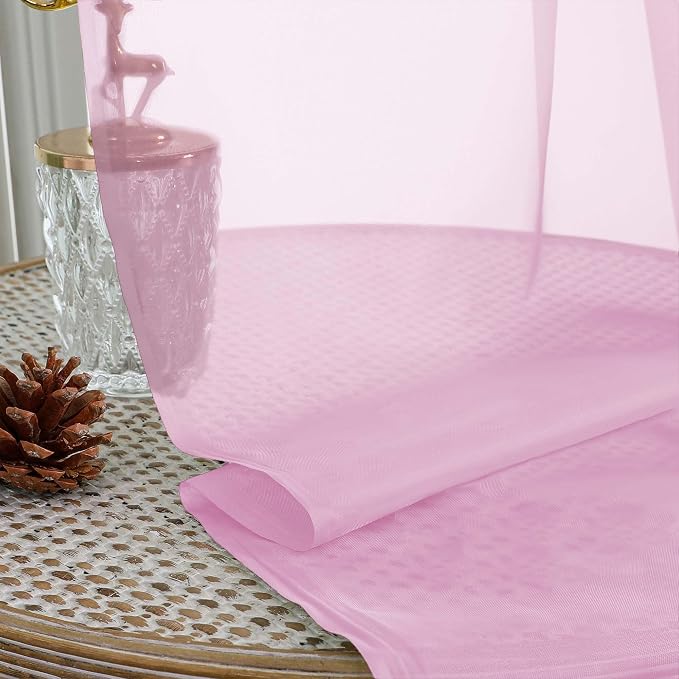 OVZME Sheer Light Pink Curtains 108 Inches Long 2 Panels Set, 59 Inch Extra - Image 2