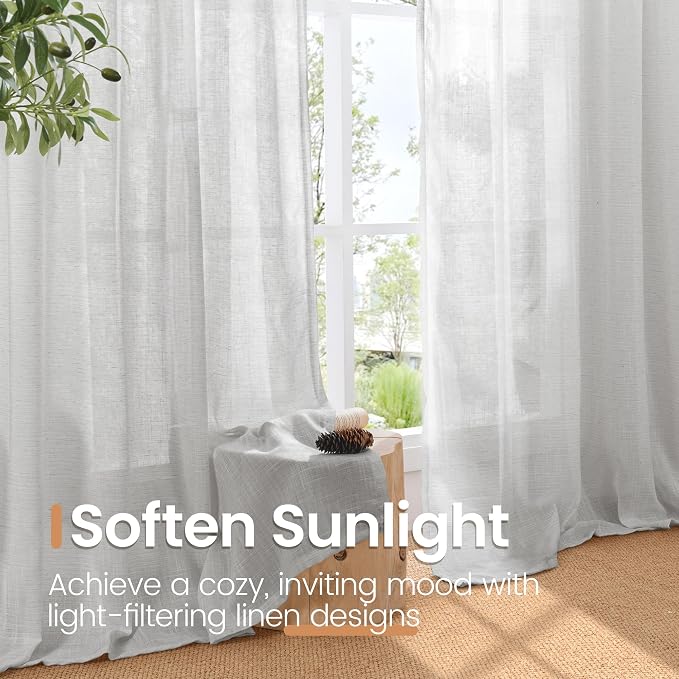 BGment Light Grey Linen Curtains 90 Inch Length - Image 5