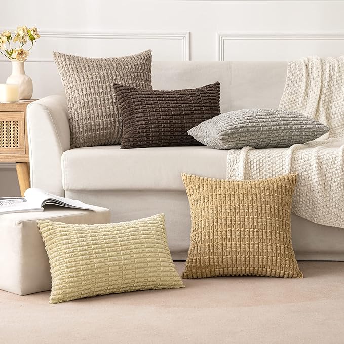 MIULEE Pack of 2 Corduroy Decorative Throw Pillow Covers 20x20 Inch Soft Boho - Image 3