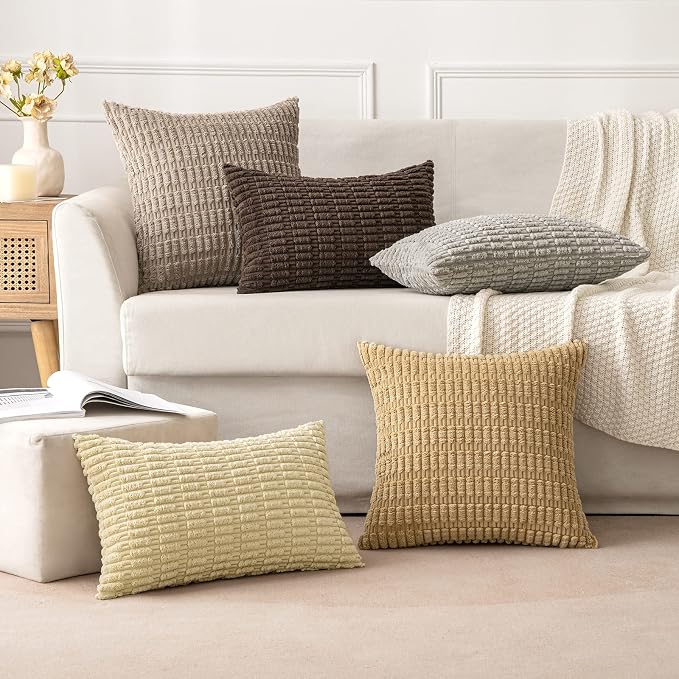MIULEE Pack of 2 Corduroy Decorative Throw Pillow Covers 18x18 Inch Soft Boho - Image 5