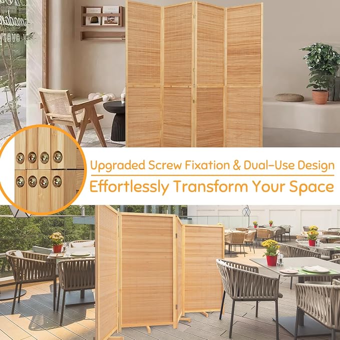 Bamboo Room Divider Folding Privacy Screens, Wall Divider - Image 7