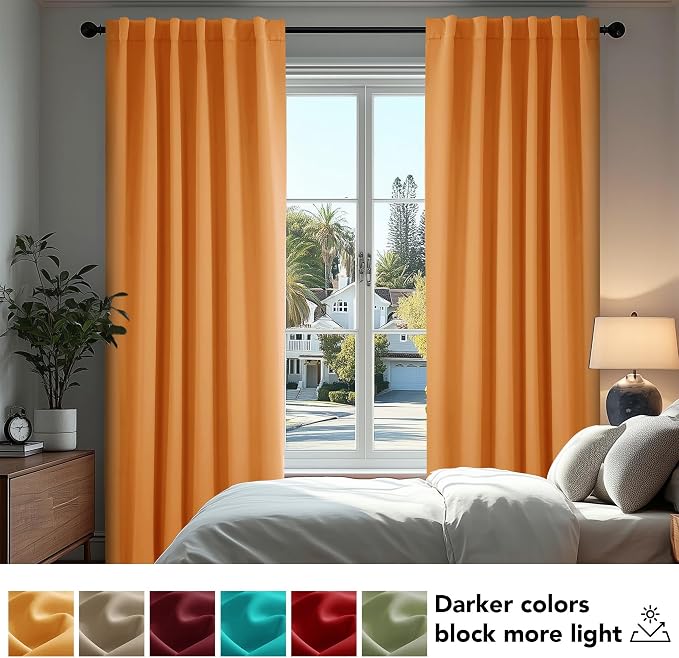 Deconovo Blackout Curtains for Kitchen Window Back Tab and Rod Pocket Curtains - Image 4