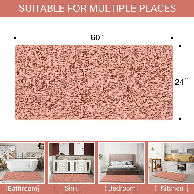 LOCHAS Luxury Bathroom Rug Shaggy Bath Mat 24 x 60 Inch, Washable Non Slip Bath - Image 2