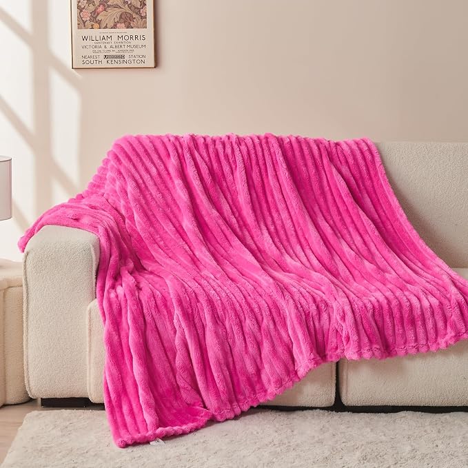 NEWCOSPLAY Super Soft Twin Blanket Hot Pink Premium Silky Flannel Fleece 3D - Image 8