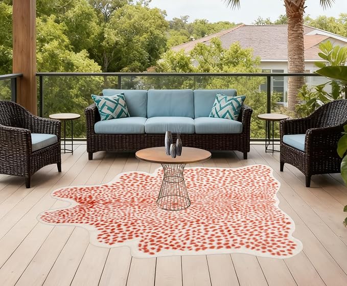 Huichenxing2021FURSTORE Leopard Rug Cheetah Print Rug Large Faux Cowhide Skin - Image 5