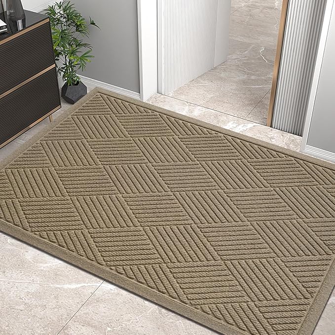 HIYARD Sturdy Front Door Mat, Absorbent Muddy Dirt Resist Welcome Door Mats by HIYARD